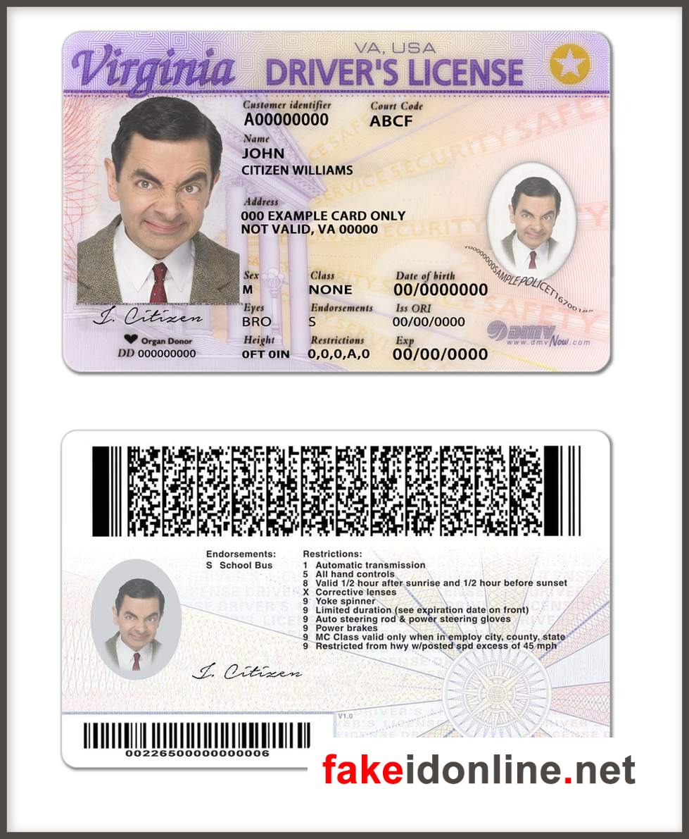 Virginia Driver License Template